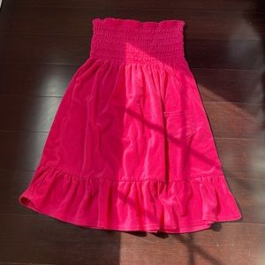 Blue chic hot pink terry smocked dress sz large